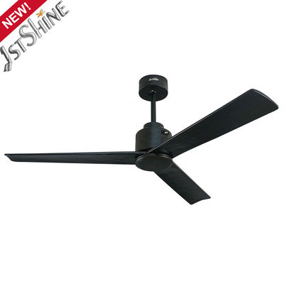 Contemporary Black Solid Wood Ceiling Fan 52" With Remote Control