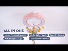 Wentylator sufitowy LED do montażu podtynkowego Różowy wentylator sufitowy z motywem dziecięcym, silnik prądu stałego