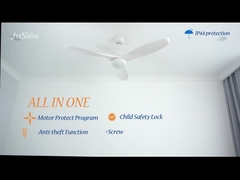 Wodoodporny wentylator sufitowy z lekkim silnikiem prądu stałego 3 plastikowe ostrza Wentylator sufitowy z białą diodą LED