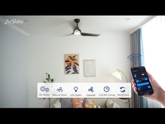 52-calowy czarny, zdalnie sterowany wentylator sufitowy z poduszką, ostrze, szept, cichy silnik.