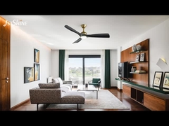 52-calowy nowoczesny wentylator LED z silnikiem DC, czarne ostrza ABS