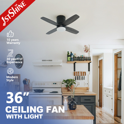 jakość  36 Inch Modern Led Invisible Ceiling Fan Mini 4 Plywood Blades Low Profile Dimming Light fabryka